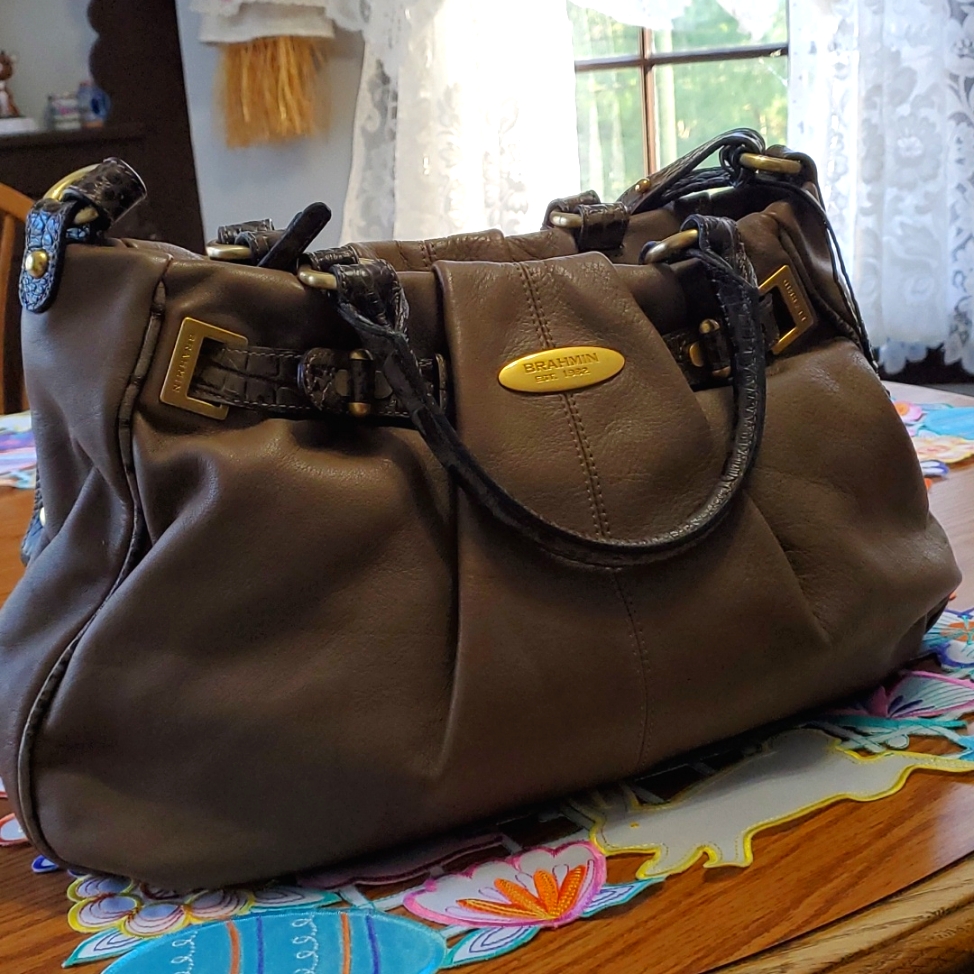 Nwot Brahmin Elisa Buttery Taupe With Brown Straps.